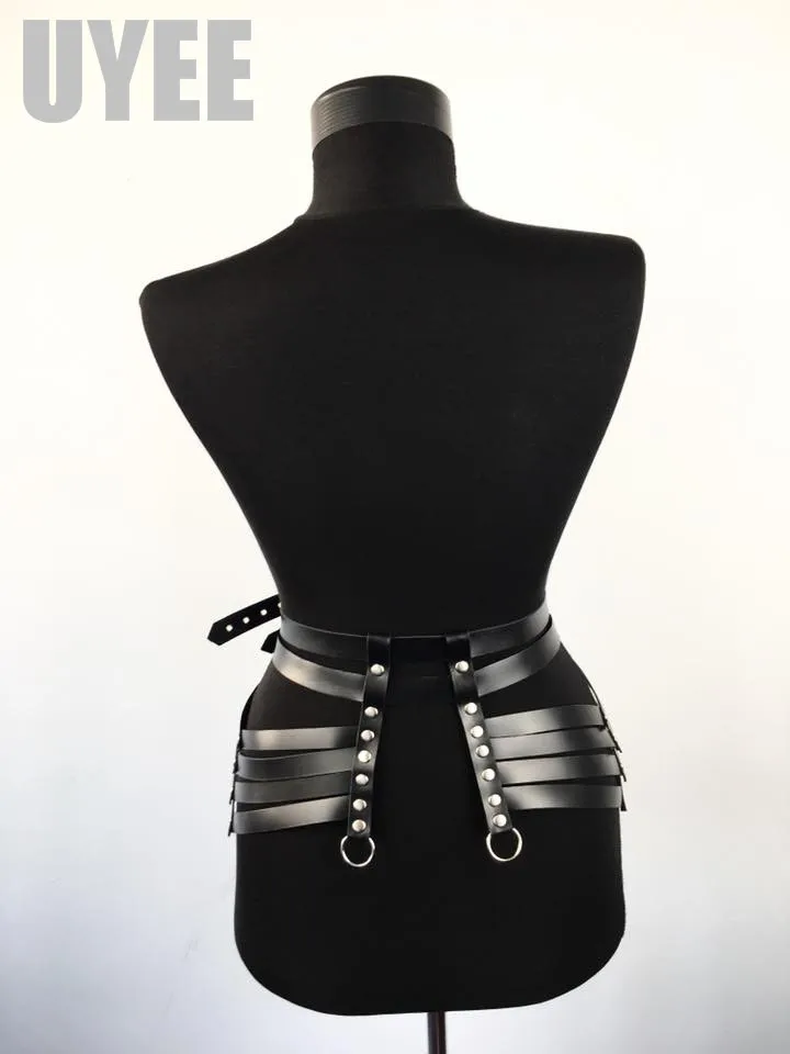 UYEE для женщин из искусственной кожи ремни для тела платье подвязки Талия бондаж из ремней ремень панк регулируемые подтяжки двойные ремни LP-016