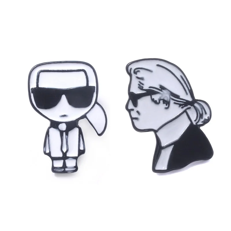

Karl Lagerfeld vintage cosplay anime movie funny cosplay diy decorations Enamel Lapel Brooches Pins badges gift accessory