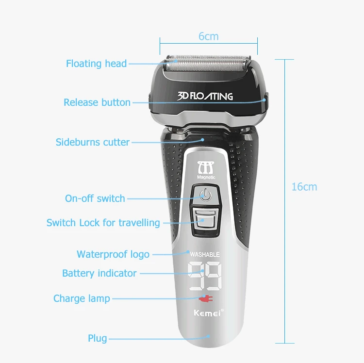 Kemei Professional Electric Razor Kmart With TTriple Blade