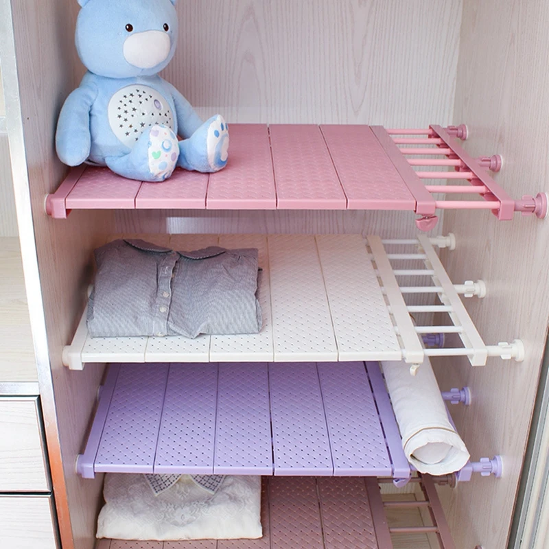 

Firm Wardrobe Layered Partition Retractable Nailless Kitchen Bathroom Toilet Shelf Wall Mounted Multi-function Storage Shelf
