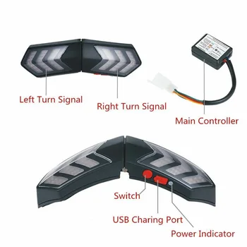 

Motorcycle Helmet Light 12V LED Brake Smart Auto Turn Signals ABS Shell USB Safety Signal Lights Daytime Running Lights