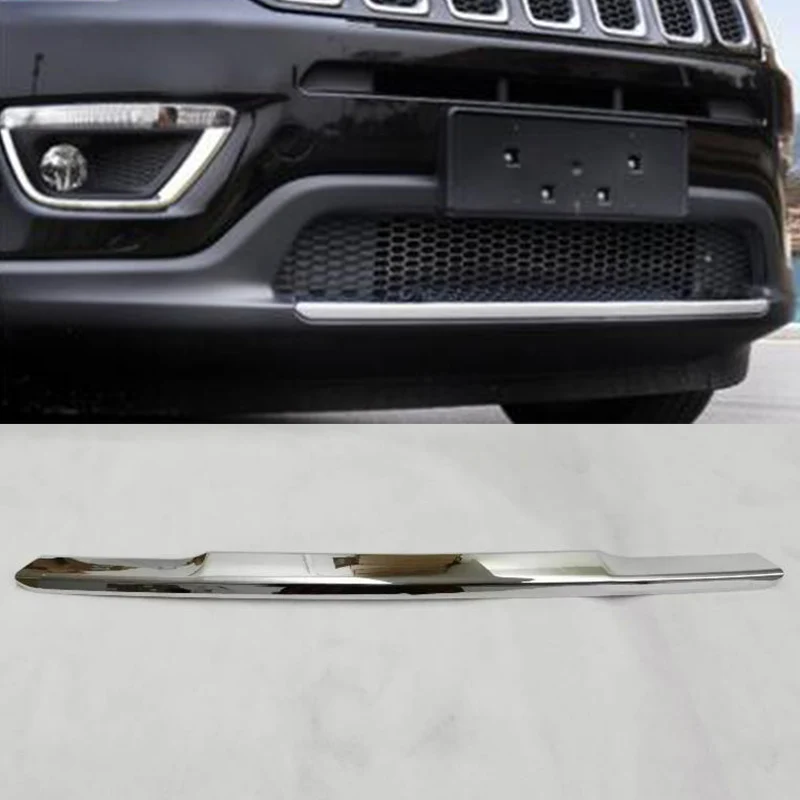 FIT FOR JEEP COMPASS 2017 2018 ABS CHROME FRONT LOWER BUMPER LIP GRILLE COVER MOLDING TRIM GRILL
