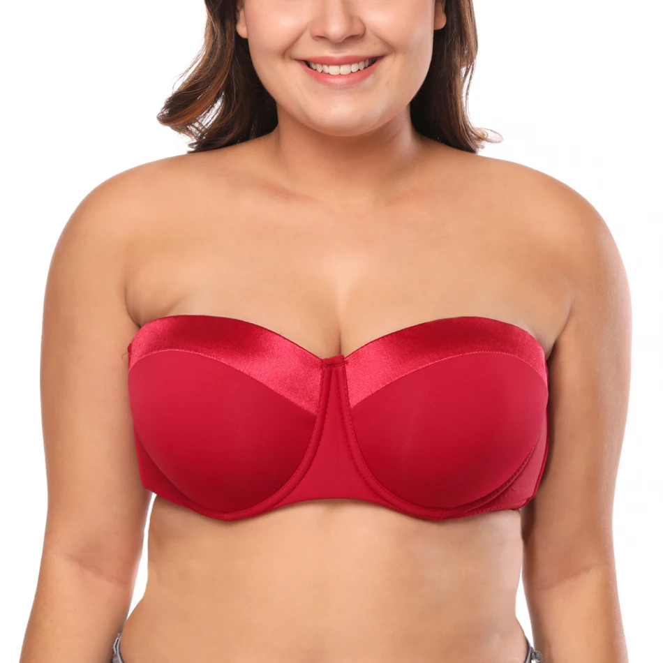 Women Strapless Bra Plus size for Large Bust 34-46 C/D/DD/E Half Cup Multiway Balconette Bra JM059