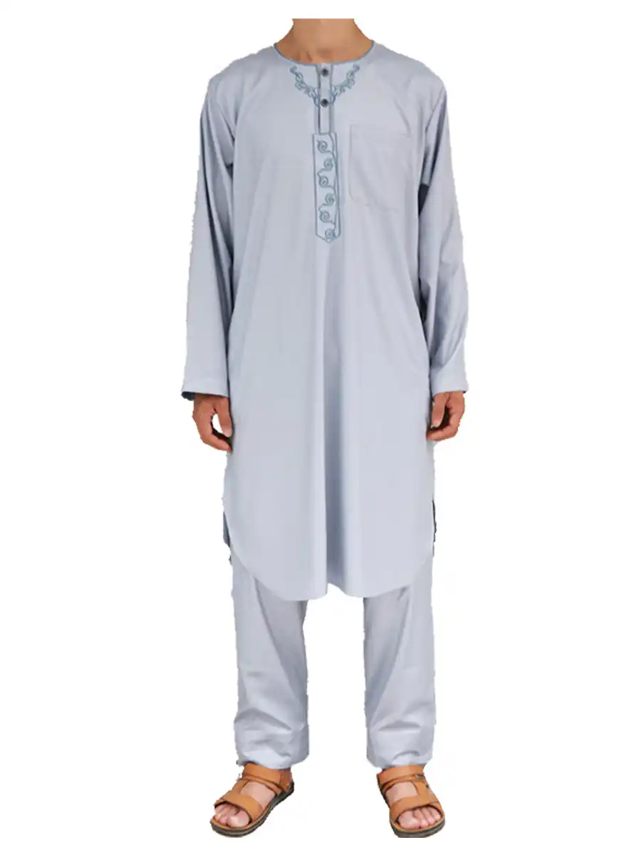 White Qatar Traditional Thobe Arab Islamic Men Week Robe Wholesale