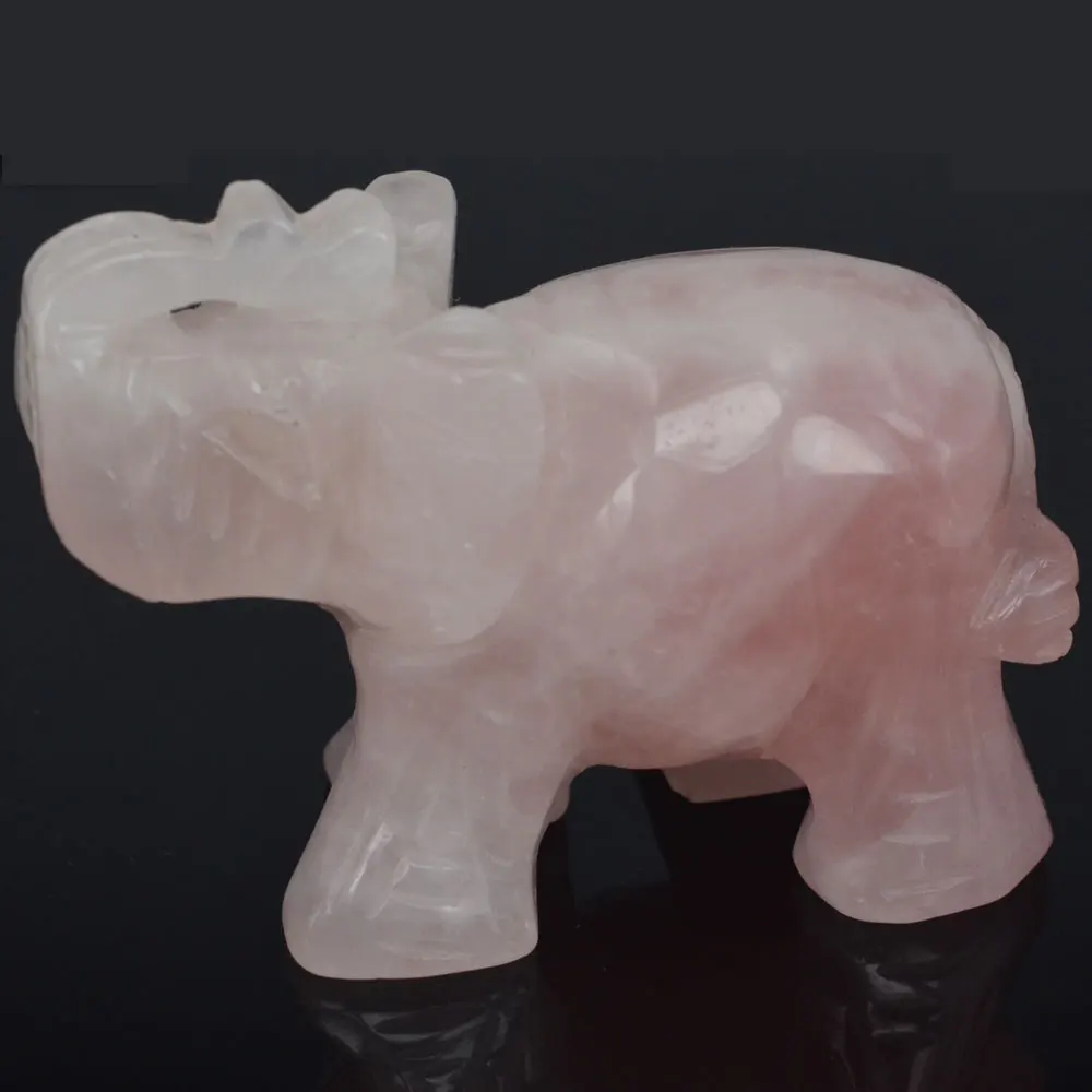 Buy 3 Inch Rose Quartz Crystal Elephant Carved