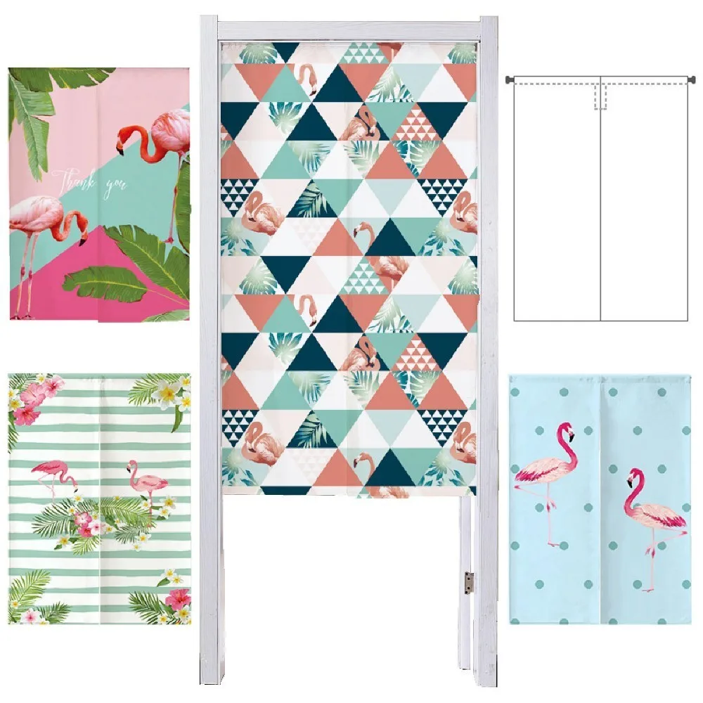 

Geometry Flamingo Cartoon Animal Hanging Door Curtains For Living Room Home Decor Restaurant Kitchen Partition Short Valance