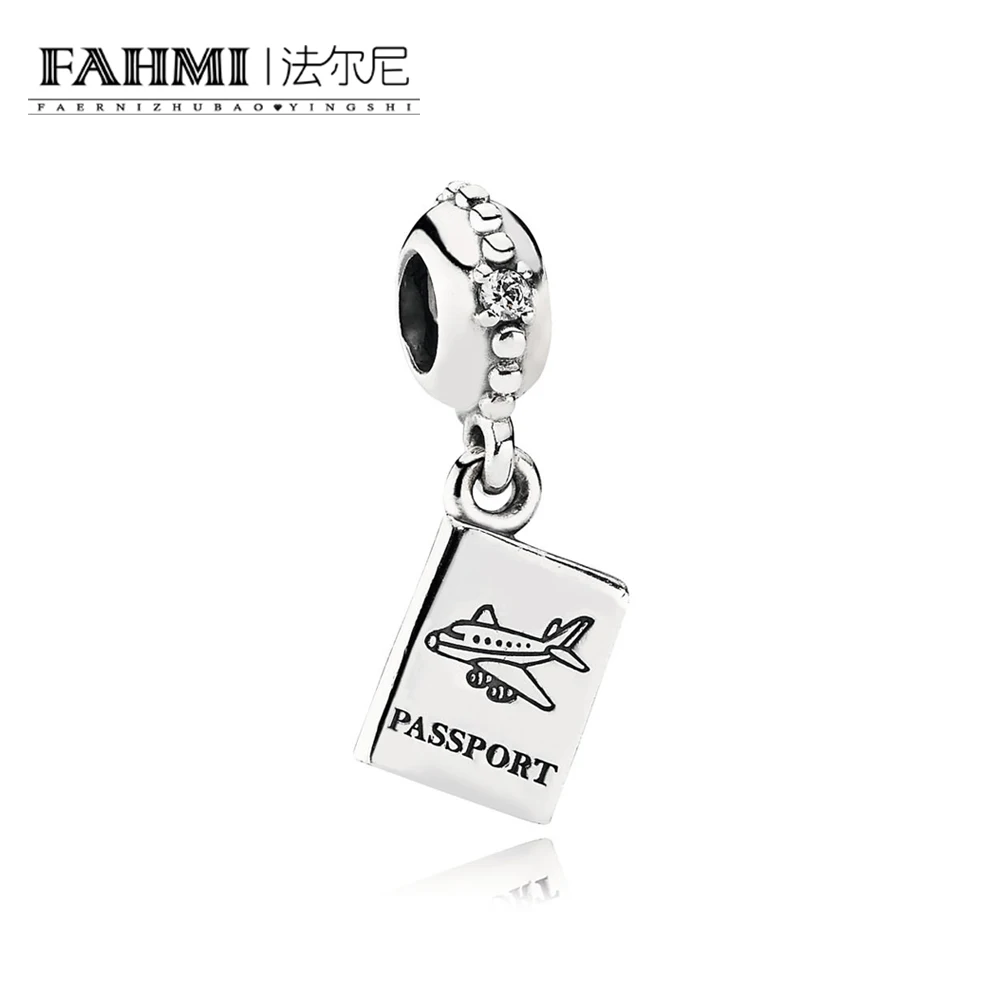 

FAHMI 100% 925 Sterling Silver New 1:1 791147CZ PASSPORT HANGING CHARM Charming Gift Original Fashion Jewelry Wholesale