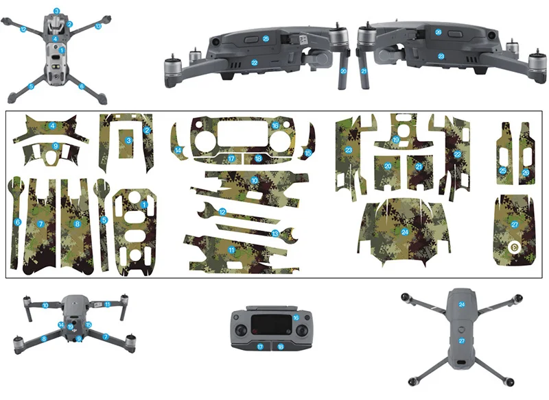 Drone Body Skin 3M Stickers Decals Battery Remote control Sticker for DJI mavic 2 pro zoom drone Accessories 1 (61)