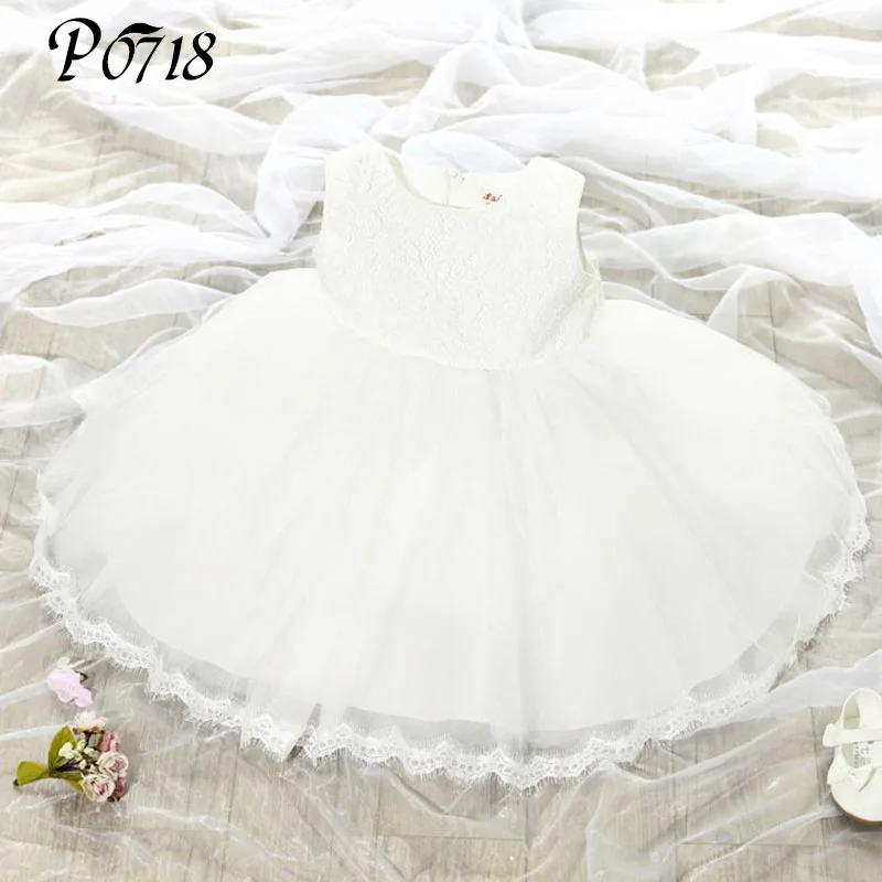 Alta Qualidade Menina do Batismo Do Bebê Vestido Para A Menina Infantil 2017 verão Meninas Rosa Vermelho Skyblue Branco Roxo da Festa de Aniversário vestido