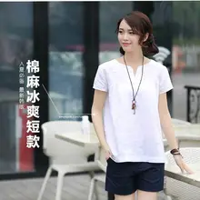 Футболка Femme De Marque лето хлопок лен с коротким рукавом пуловер рубашка футболка Женская Свободные топы 4xl 5xl 6xl