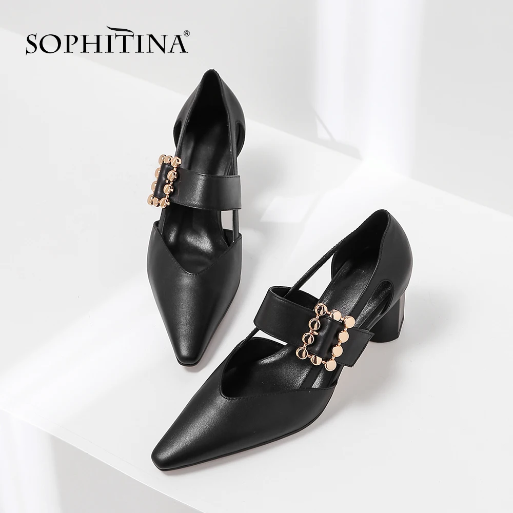SOPHITINA/Дизайнерские женские туфли лодочки с зауженным мыском носком на среднем