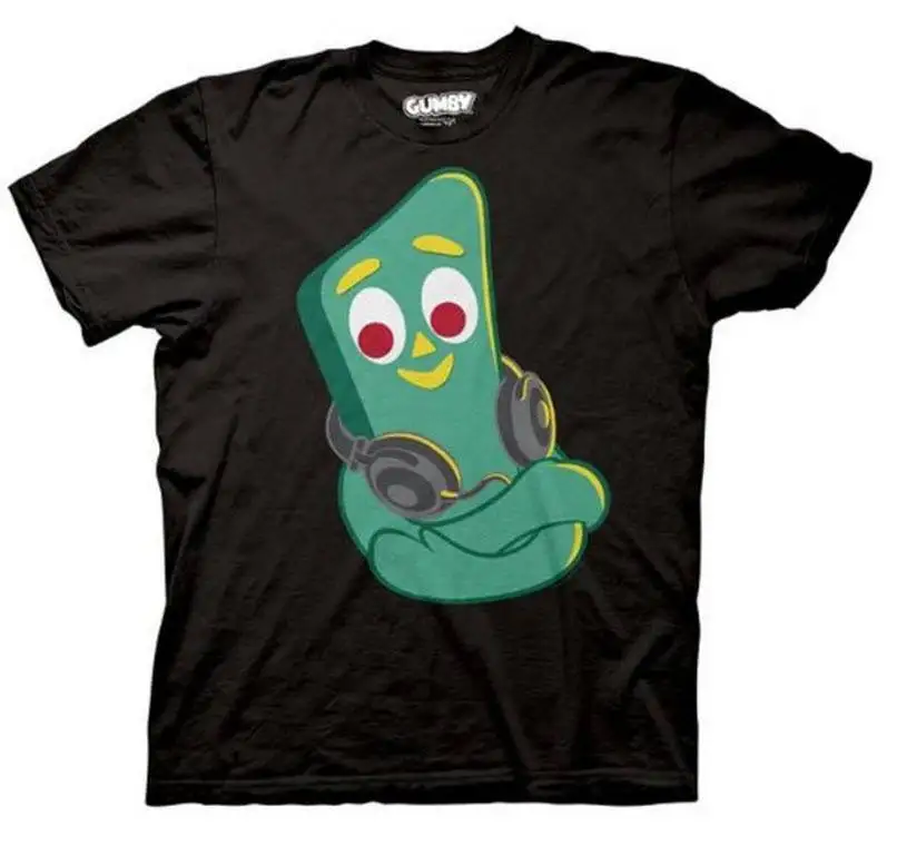 Футболка Gumby мужская с наушниками черная футболка мультяшным принтом новая