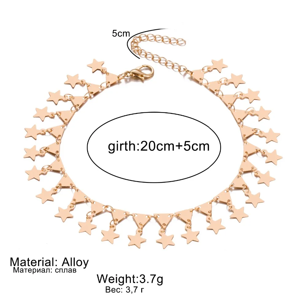 FAMSHIN, многослойная подвеска в виде звезды, ножной браслет, цепочка на ногу, Новинка лета, Йога, пляж, браслет на ногу, шарм, ножные браслеты, ювелирное изделие, подарок