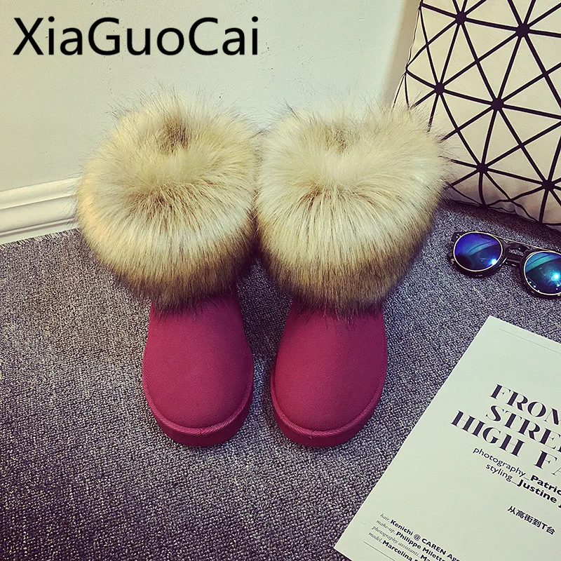 Comprar Botas de nieve de invierno para mujer de estilo europeo y americano botas de nieve de piel sintética de gamuza botas de nieve impermeables para mujer zapatos antideslizantes