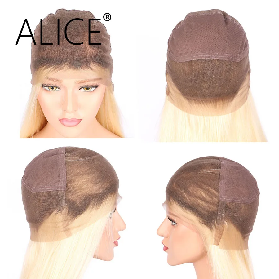 ALICE Ombre Blonde Full Lace Human Hair Wigs With Baby Hair Color T4613 (5)