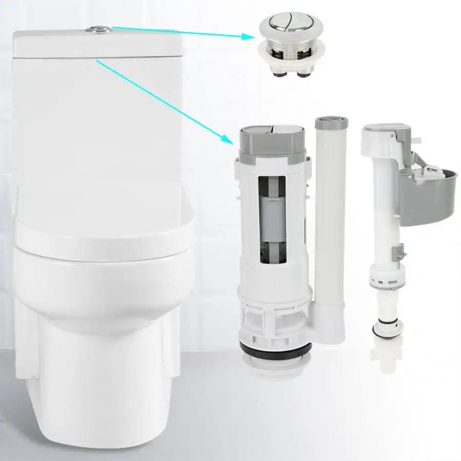 

Toilet Fill Valve Drain Flush Valve Button Kit for Two Piece Toilet Bathroom Supplies
