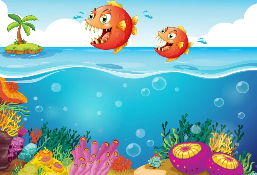 Laeacco морские рыбки фоны коралловый корпус подводный ребенок день рождения ребенок плакат фото фоны фотосессия Фотостудия - Цвет: NBK19616