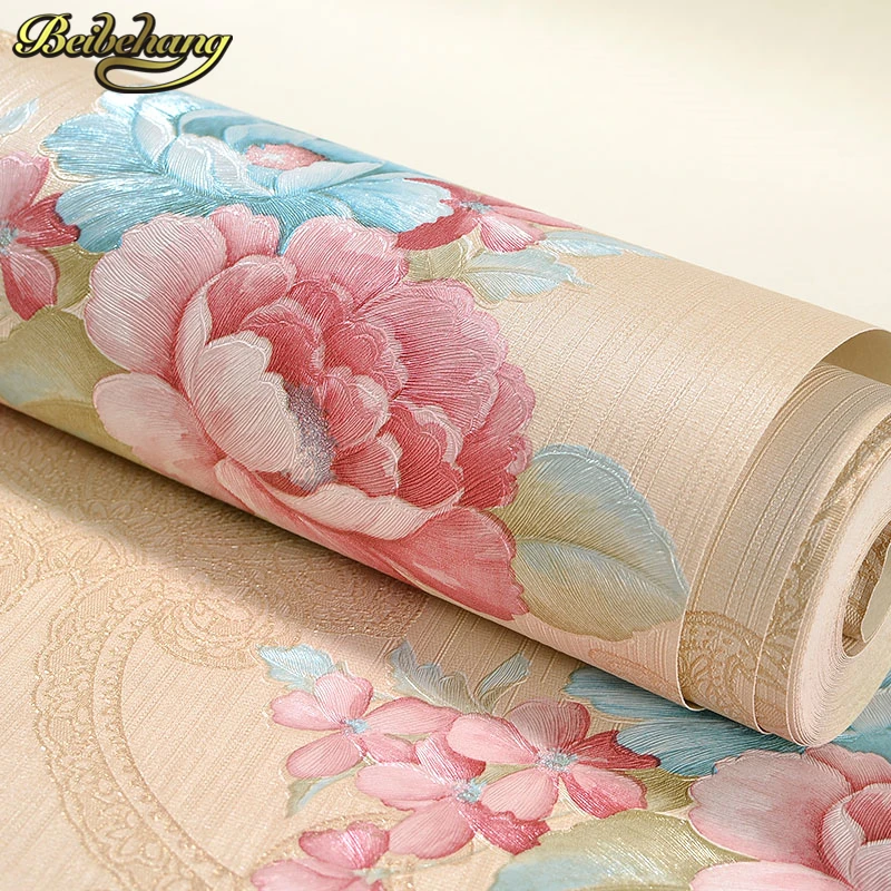 beibehang Retro Modern Reclaimed wall paper roll Effect Red flowers Wallpaper in cafe bar entrance hallway living room tapete |