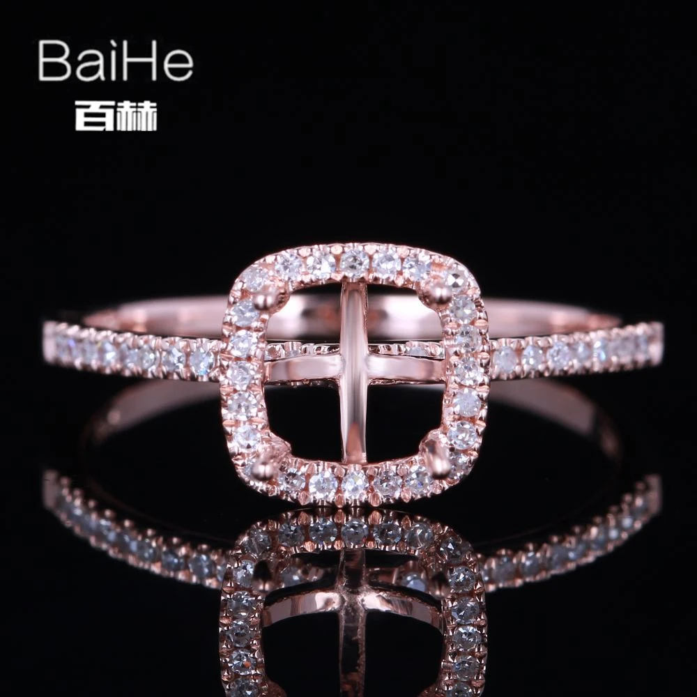 BAIHE Solid 14 K розовое золото (AU585) сертифицированная Подушка огранка обручальное женское классическое изысканное ювелирное элегантное уникаль... BAIHE Solid 14 K розовое золото (AU585) сертифицированная Подушка огранка обручальное женское классическое изысканное ювелирное элегантное уникаль...