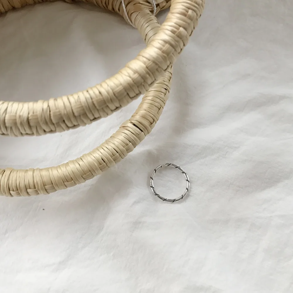 Настоящее Ретро Серебро S925 пробы, ювелирные украшения, Двойная Цепочка/скрученное кольцо, ретро стиль, женское регулируемое кольцо J352