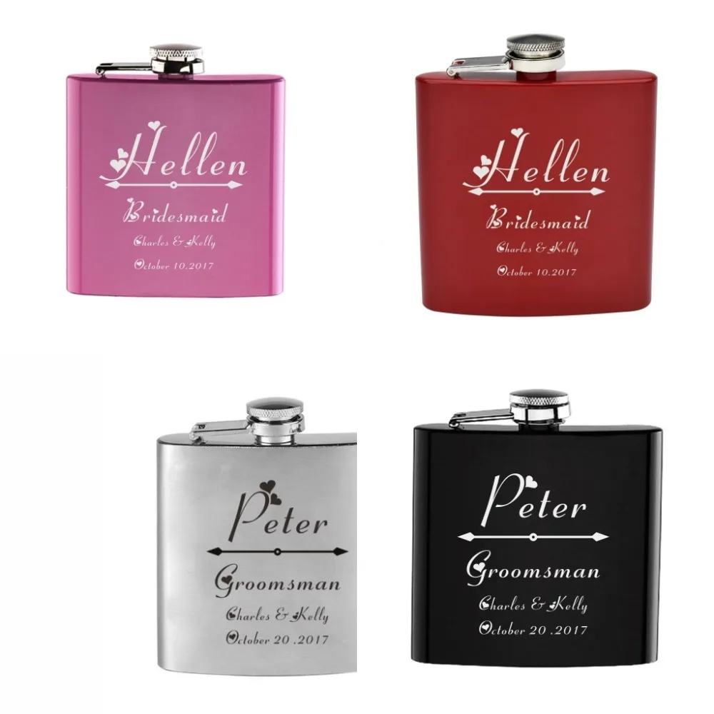 Personalized Engraved 6oz Hip Flask Stainless Steel Customize Flask