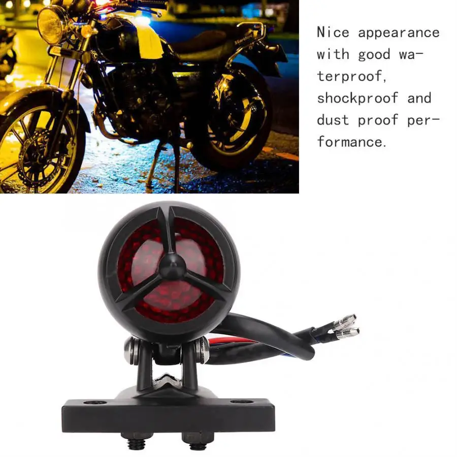 Универсальный светодиодный задний тормозной фонарь для мотоцикла, алюминиевый светодиодный задний фонарь, Ретро стиль, стоп-сигнал, черный, задний, боковой, красный свет
