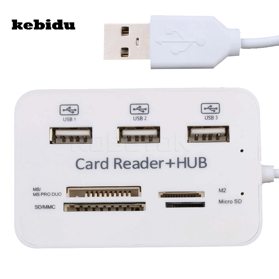 

kebidu High Speed 3 Ports Micro USB 2.0 Hub Card Reader Multi USB Splitter All In One for PC Computer Accessories Notebook