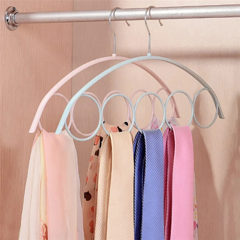 Shawl Scarf Hanger Belt Tie 5 Ring Rack Organizer Holder Hook Display