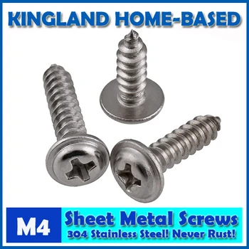 

M4 Phillips Cross Recessed Round Washer Head Tapping Screw With Collar 304 Stainless Steel Adapter Wood Metal Sheet Screws PWA