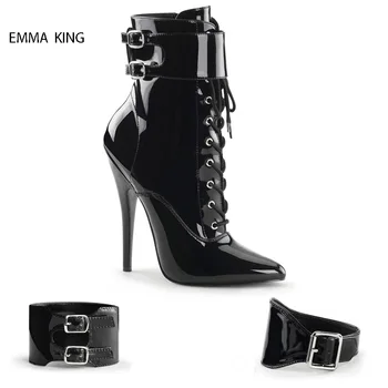 

Botines Mujer Cross-tied Buckle Strap Ankle Boots For Women Pointed Toe Thin High Heels Botas Fashion Party Dress Shoes Woman