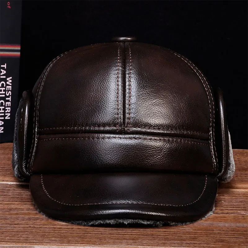 HL104 2018 new style winter warm Russian genuine leather caps hats Men ...