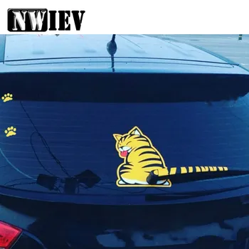 

NWIEV Car Styling For BMW E90 F30 F10 Audi A3 A6 C5 C6 Opel Insignia Romeo Ssangyong Rear Window Wiper Cat Stickers Creative