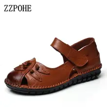 ZZPOHE Neue Sommer Schuhe Frauen Mode Leder Flachen Sandalen Frau Casual Komfortablen Wohnungen Weichen Loafer damenschuhe Plus Größe