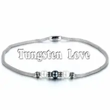 Винтажное ожерелье для женщин с искусственным жемчугом, цепочка из нержавеющей стали, 19 дюймов, подарок, колье для женщин