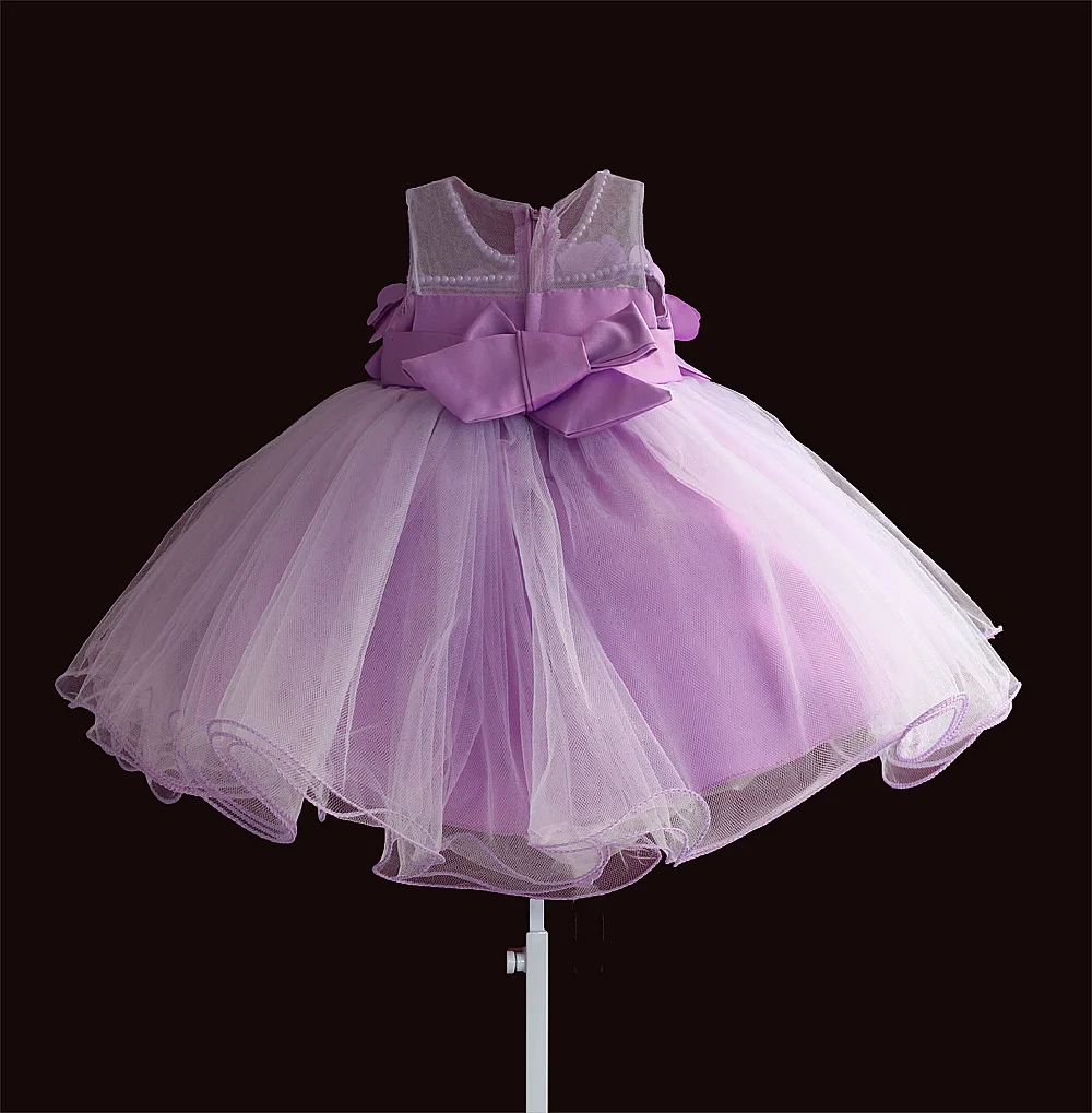 Новое Кружевное платье для маленьких девочек шифоновое праздничное платье принцессы с лепестками и цветами платья для дня рождения для девочек 1 года рождественское платье, Vestido От 3 месяцев до 4 лет