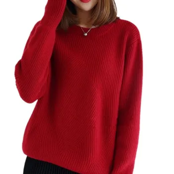 

Autumn winter women sweaters and pullovers long sleeve loose style female pullover sweater women knitted O-neck casual jumper