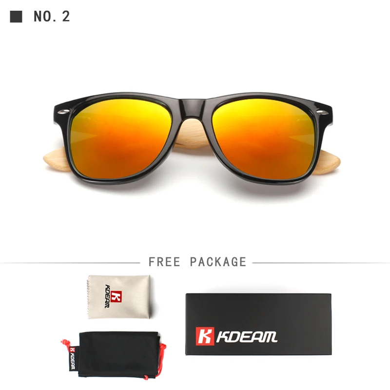 KDEAM классические бамбуковые солнцезащитные очки для мужчин 54 мм линзы устойчивые деревянные очки UV400 удобные очки с фирменной коробкой KD501 CE - Цвет линз: C2