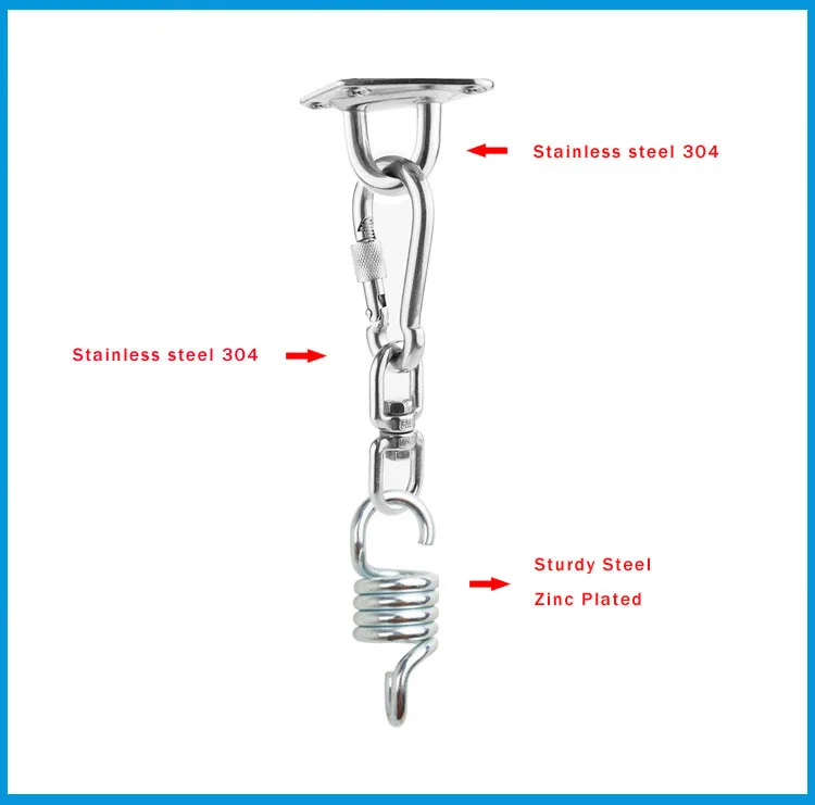 Набор подвесных аксессуаров для гамака на стул 500 фунтов, пружинный гамак, поворотный крючок и потолочное крепление для гамака