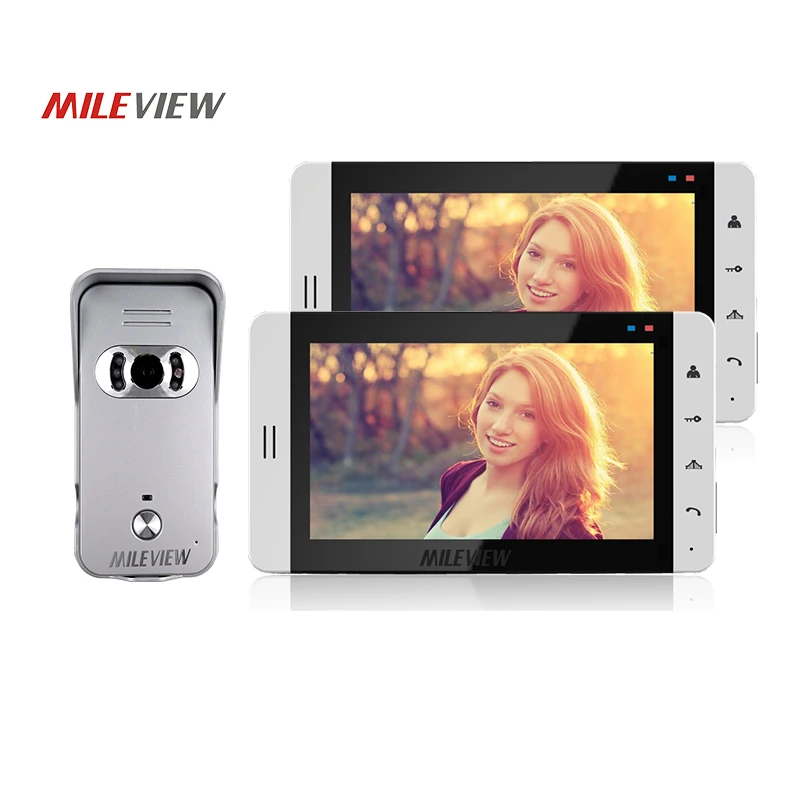 FREE SHIPPING New Home 7 inch Video DoorPhone Intercom System Kit Set + 2 White Monitor + Night Vision Outdoor Camera In Stock