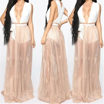

New Women Sheer High Waist Skirt Jersey Gypsy Maxi Long Pleated Skirt Perspective Skirt See Through Beach Skirts Bikini Cover Up