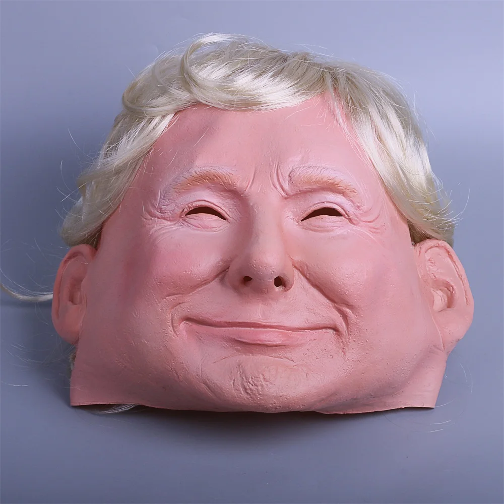 Президент Трамп Маска Реалистичные взрослых Хэллоуин Делюкс латекс для наращивания на всю голову Дональд Трамп маска с волосами