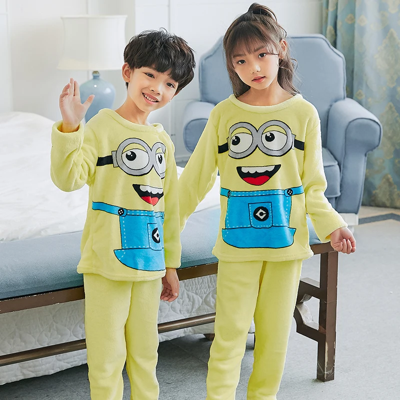 Зимняя детская флисовая Пижама теплая фланелевая одежда для сна одежда для отдыха для девочек Детская домашняя одежда из кораллового флиса пижамные комплекты HX1084