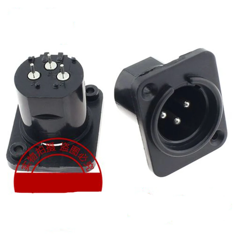 100pcs 3 Pin XLR Right Angle Plastic Connector Socket XLR Male Adapter