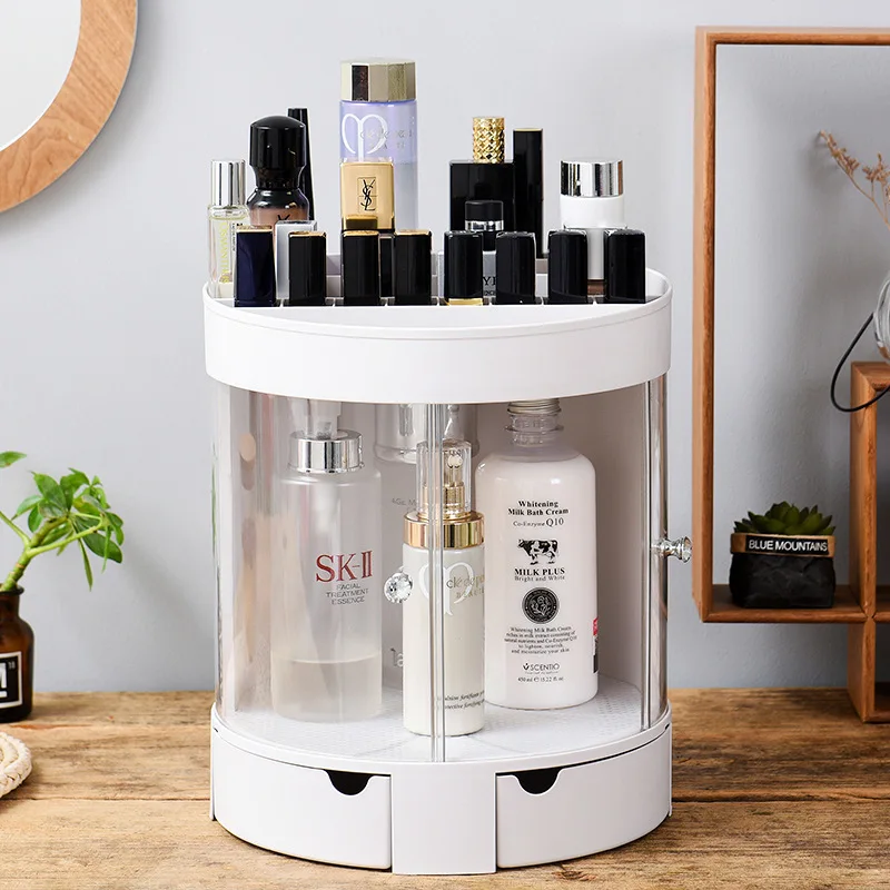 

Rangement Maquillage Double Doors Plastic Cosmetics Storage Box Large Capacity Dustproof Makeup Organizer with Drawers