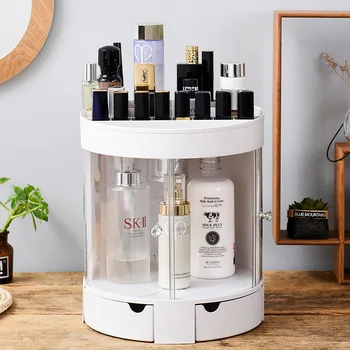

Rangement Maquillage Double Doors Plastic Cosmetics Storage Box Large Capacity Dustproof Makeup Organizer with Drawers