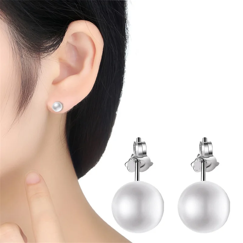 

MILOYOU Simple Fashion Big Simulated Pearl Stud Earrings for Women Elegant Party Wedding Anti-Allergy Jewelry Trendy Gifts ML074