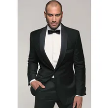 men wedding dress for groom tuxedo black slim fit custom made suit man shawl collar 2017