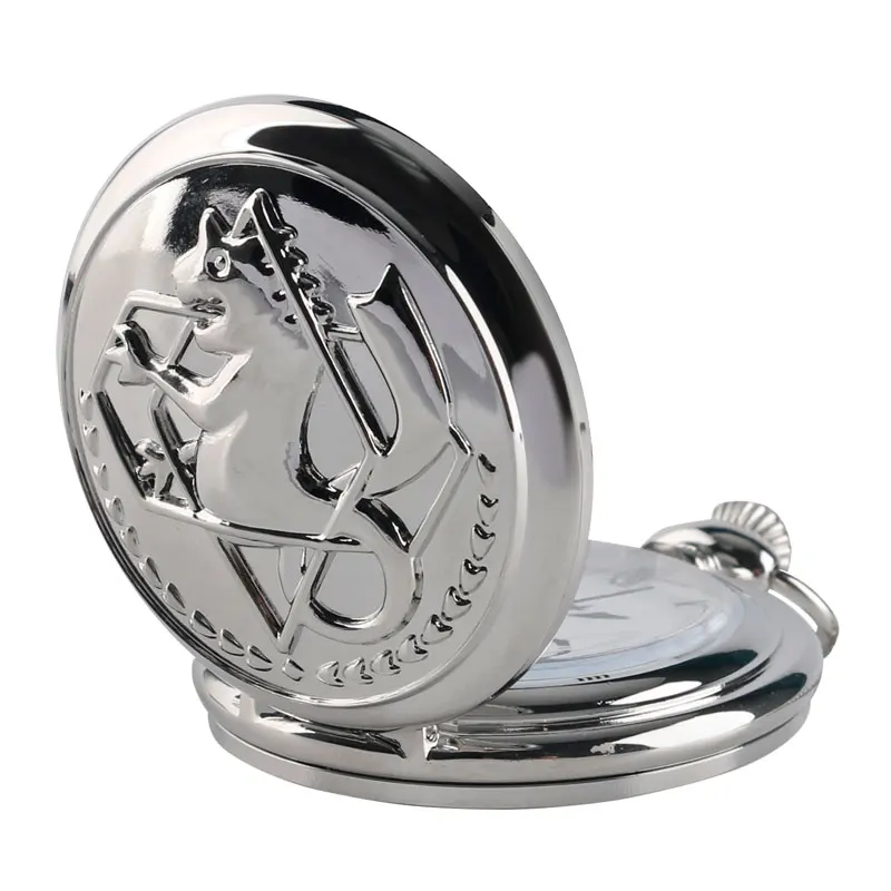 Fashion Children Men Steampunk Anime Pocket Watch Women Necklace Silver Kid Vintage Gift Fullmetal Alchemist Retro 4