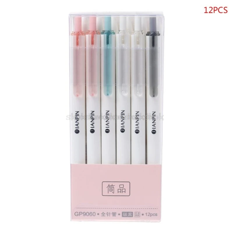 

12pcs 0.5mm Gel Pen With Black Refills Neutral Pens School Office Stationery Writing Supplies Student Gift F15 19 dropship