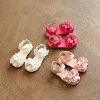 

2018 new summer new children's sandals baby soft bottom lace sandals girls princess Baotou sandals